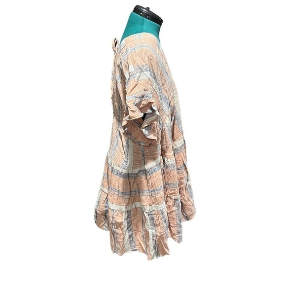 LULU’S Striped Double V-Neck Tiered Mini Dress Dusty Orange Small - Picture 5 of 7